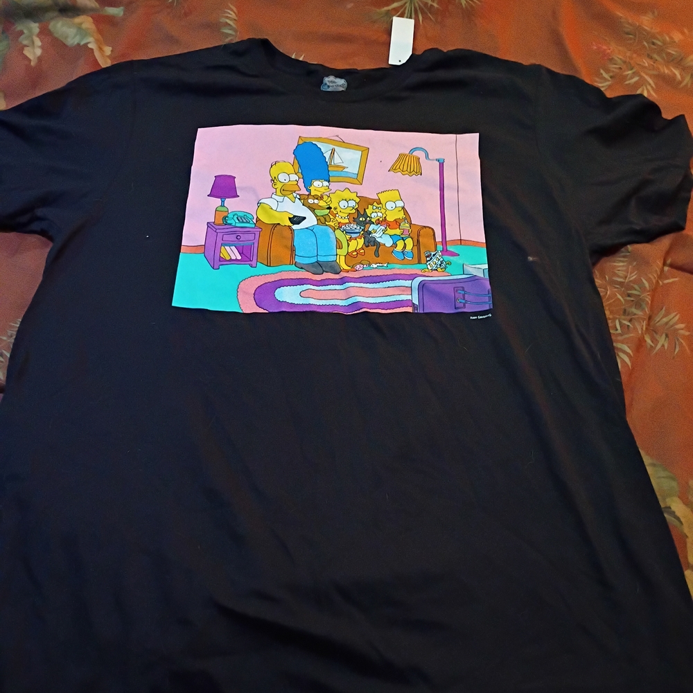 Black Short Sleeve Tee with The Simpsons Graphic
